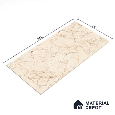 Budget Friendly Marble Floor & Wall Tile Value For Money TL 05597 Crema Arenado 4 ft x 2 ft - Vitrified Glossy Finish -9 mm | 3 Random Design | Suitable for Living Room, Bedroom & Bathroom