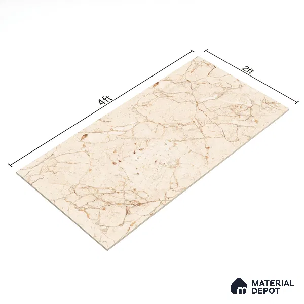 Budget Friendly Marble Floor & Wall Tile Value For Money TL 05597 Crema Arenado 4 ft x 2 ft - Vitrified Glossy Finish -9 mm | 3 Random Design | Suitable for Living Room, Bedroom & Bathroom