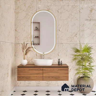 Budget Friendly Marble Floor & Wall Tile Value For Money TL 05597 Crema Arenado 4 ft x 2 ft - Vitrified Glossy Finish -9 mm | 3 Random Design | Suitable for Living Room, Bedroom & Bathroom