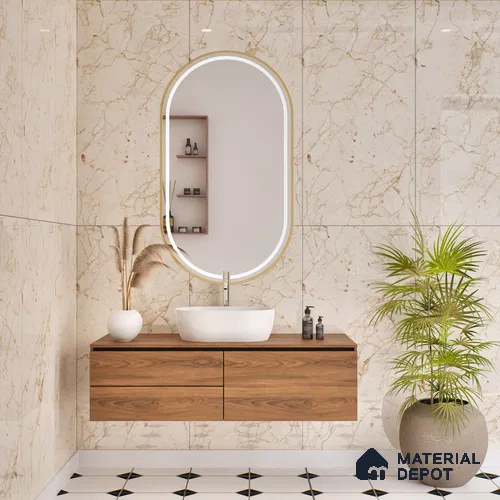 Budget Friendly Marble Floor & Wall Tile Value For Money TL 05597 Crema Arenado 4 ft x 2 ft - Vitrified Glossy Finish -9 mm | 3 Random Design | Suitable for Living Room, Bedroom & Bathroom