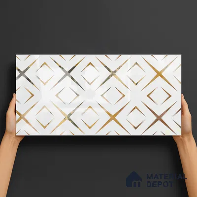 Glass Highligter Wall Tile TL 00259 A Gold Axis 2 ft x 1 ft Glossy Finish Ceramic Tile - 9 mm | Suitable For Bathroom, Kitchen Backsplashes