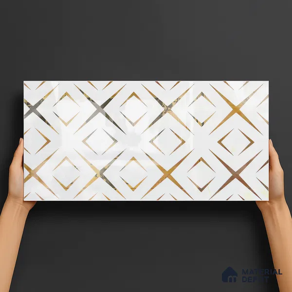 Glass Highligter Wall Tile TL 00259 A Gold Axis 2 ft x 1 ft Glossy Finish Ceramic Tile - 9 mm | Suitable For Bathroom, Kitchen Backsplashes