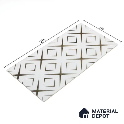 Glass Highligter Wall Tile TL 00259 A Gold Axis 2 ft x 1 ft Glossy Finish Ceramic Tile - 9 mm | Suitable For Bathroom, Kitchen Backsplashes