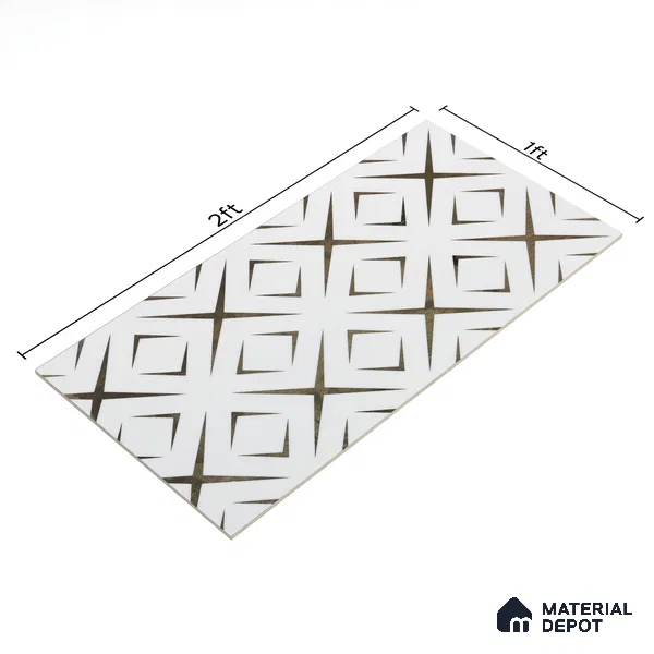 Glass Highligter Wall Tile TL 00259 A Gold Axis 2 ft x 1 ft Glossy Finish Ceramic Tile - 9 mm | Suitable For Bathroom, Kitchen Backsplashes