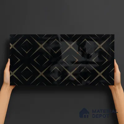 Glass Highligter Wall Tile TL 00259 B Midnight Matrix 2 ft x 1 ft Glossy Finish Ceramic Tile - 9 mm | Suitable For Bathroom, Kitchen Backsplashes