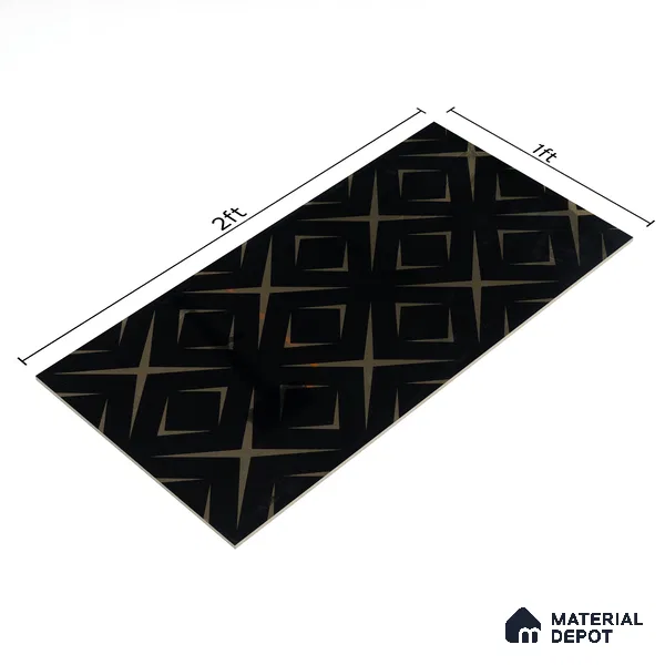 Glass Highligter Wall Tile TL 00259 B Midnight Matrix 2 ft x 1 ft Glossy Finish Ceramic Tile - 9 mm | Suitable For Bathroom, Kitchen Backsplashes