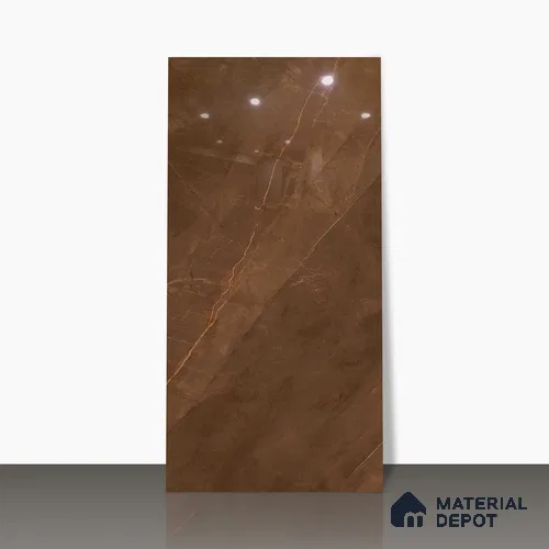 Marble Floor & Wall Tile TL 02180 Armani Brown 4 ft x 2 ft High Gloss Finish Vitrified Tile - 9 mm (Random 4)