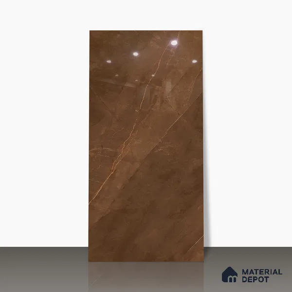 Marble Floor & Wall Tile TL 02180 Armani Brown 4 ft x 2 ft High Gloss Finish Vitrified Tile - 9 mm (Random 4)