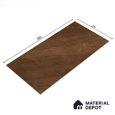 Marble Floor & Wall Tile TL 02180 Armani Brown 4 ft x 2 ft High Gloss Finish Vitrified Tile - 9 mm (Random 4)