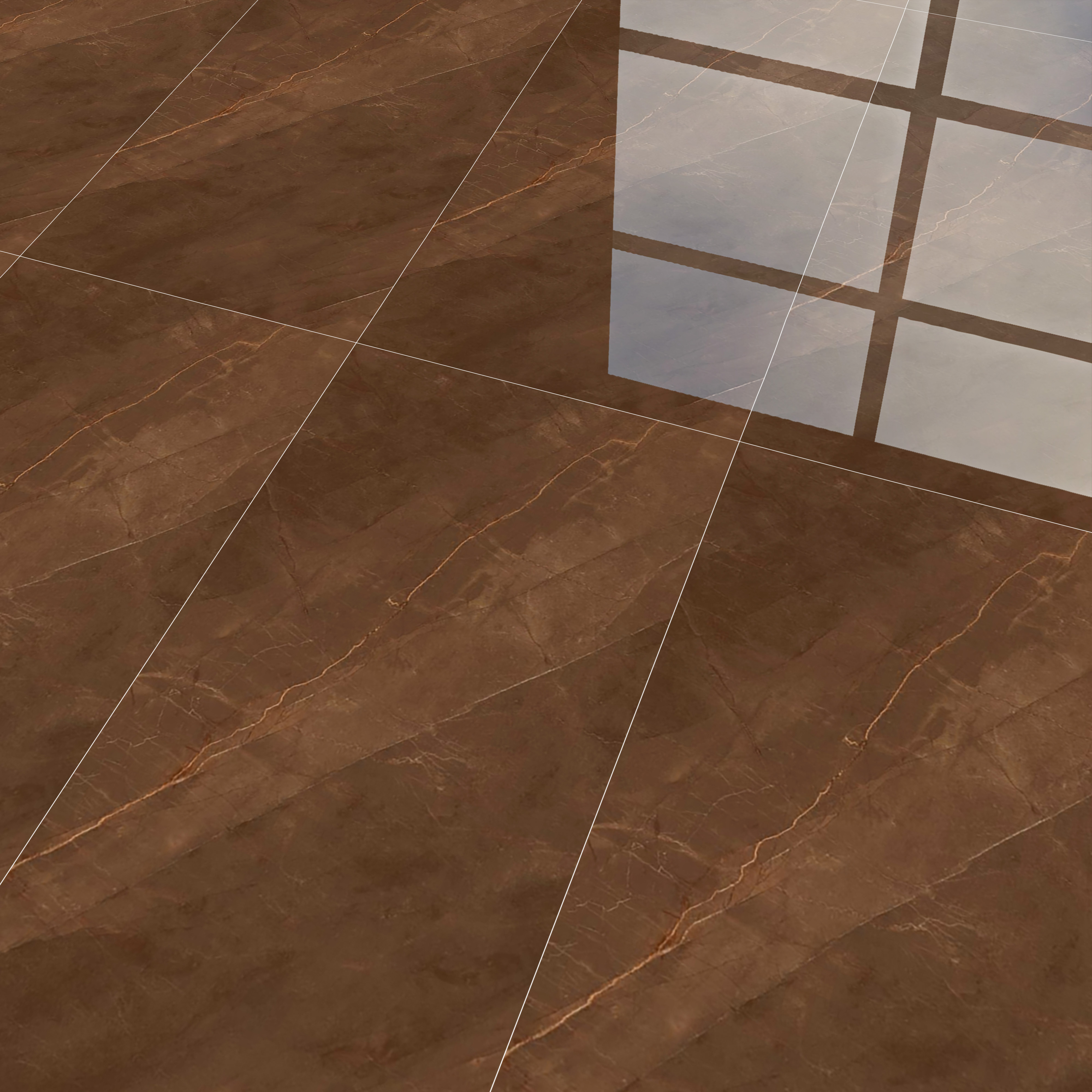 Marble Floor & Wall Tile TL 02180 Armani Brown 4 ft x 2 ft High Gloss Finish Vitrified Tile - 9 mm (Random 4)