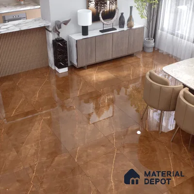 Marble Floor & Wall Tile TL 02180 Armani Brown 4 ft x 2 ft High Gloss Finish Vitrified Tile - 9 mm (Random 4)