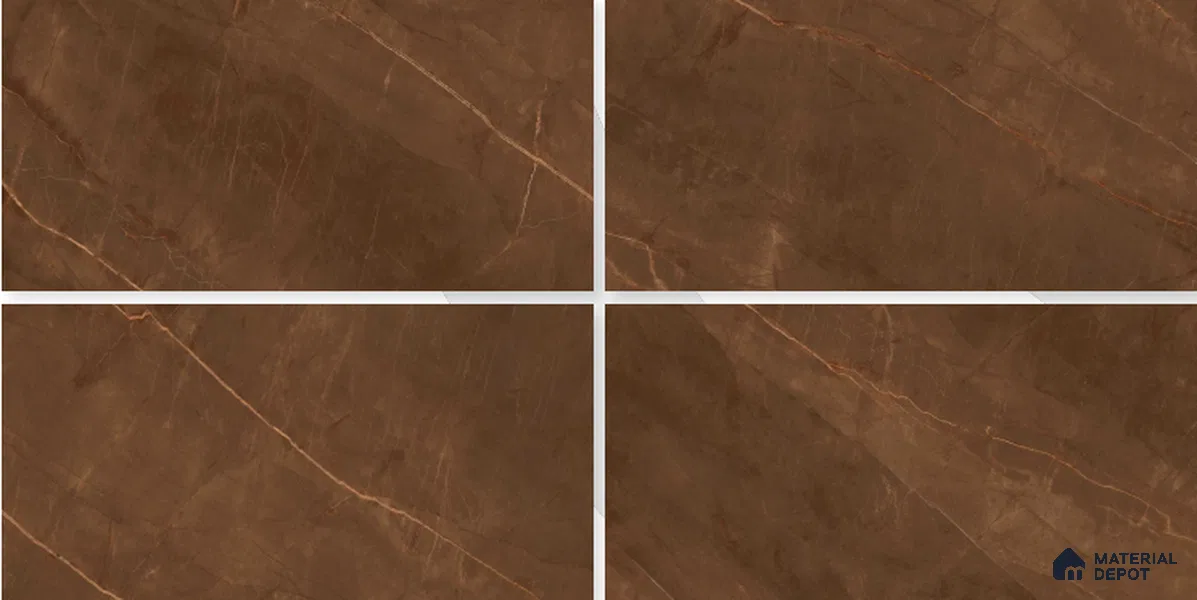 Marble Floor & Wall Tile TL 02180 Armani Brown 4 ft x 2 ft High Gloss Finish Vitrified Tile - 9 mm (Random 4)