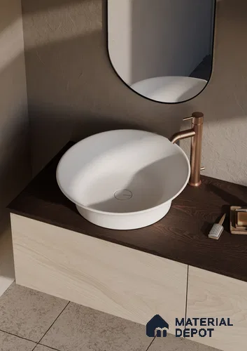Armani Solid White Translucent Basin BS 00231 460 x 460 mm Artificial Stone Acrylic Body Stain Free Designer Basin - 145 mm | Suitable For Bathroom, Vanity & Utility Areas