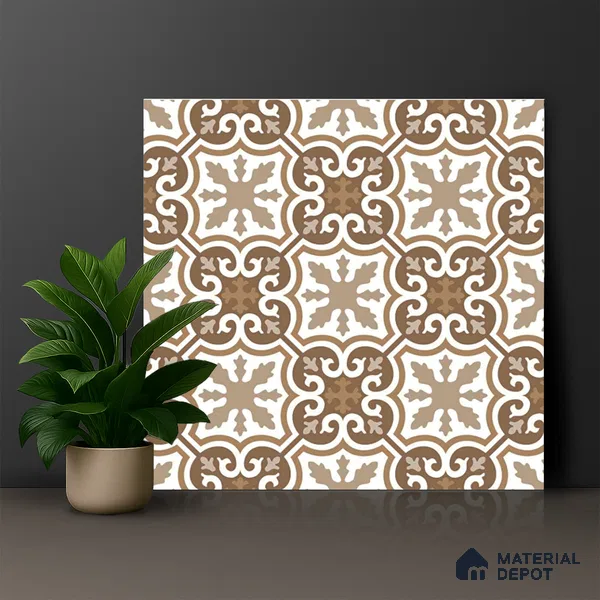 Moroccan Wall & Floor Tile TL 00907 Armeida 2 ft x 2 ft Matte Finish Vitrified Tile - 9 mm | Suitable For Kitchen, Bathroom, Dining Area | Please Expect a Slight Variation of Pattern