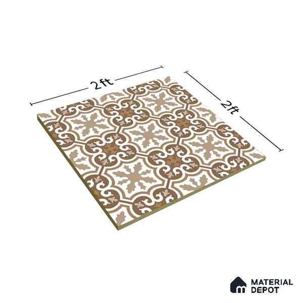 Moroccan Wall & Floor Tile TL 00907 Armeida 2 ft x 2 ft Matte Finish Vitrified Tile - 9 mm | Suitable For Kitchen, Bathroom, Dining Area | Please Expect a Slight Variation of Pattern