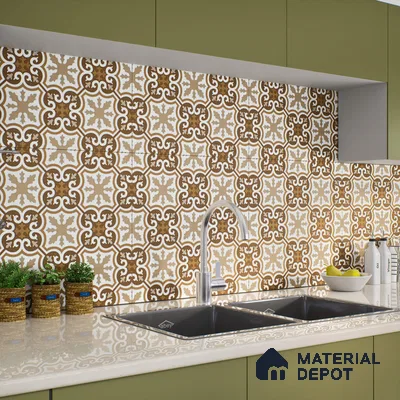 Moroccan Wall & Floor Tile TL 00907 Armeida 2 ft x 2 ft Matte Finish Vitrified Tile - 9 mm | Suitable For Kitchen, Bathroom, Dining Area | Please Expect a Slight Variation of Pattern