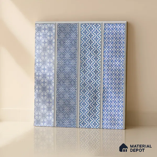 Faux Subway Wall Tile TL 04393 B Artefic Vibrant Blue 1 ft x 1 ft Matte Finish Ceramic Tile - 9 mm | Suitable For Kitchen, Bathroom, Dining Area | Please Expect a Slight Variation of Pattern