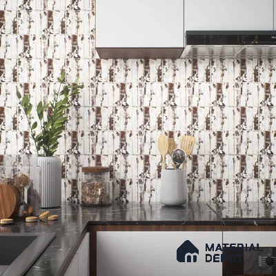 Faux Subway Wall Tile TL 04393 C Artefic Latte Cream Brown 1 ft x 1 ft Matte Finish Ceramic Tile - 9 mm | Suitable For Kitchen, Bathroom, Dining Area | Please Expect a Slight Variation of Pattern