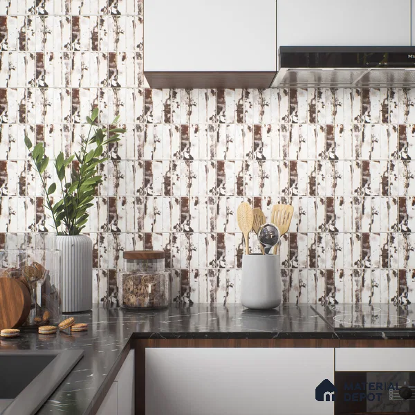 Faux Subway Wall Tile TL 04393 C Artefic Latte Cream Brown 1 ft x 1 ft Matte Finish Ceramic Tile - 9 mm | Suitable For Kitchen, Bathroom, Dining Area | Please Expect a Slight Variation of Pattern