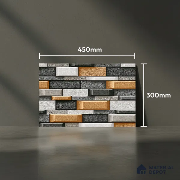 TL 05780 Ashen Multi Colour 450x300 mm Glossy Finish Ceramic Wall Tile - 7 mm (Random Design)