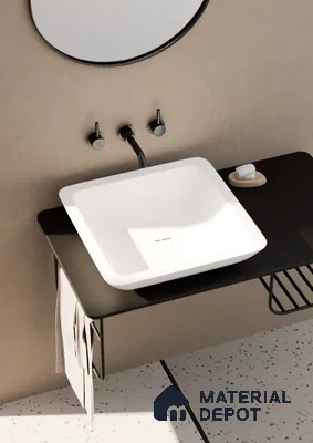 Auckland Solid White Translucent Basin BS 00214 420 x 420 mm Artificial Stone Acrylic Body Stain Free Designer Basin - 110 mm | Suitable For Bathroom, Vanity & Utility Areas