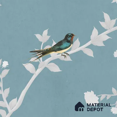 Aura in the Garden Blue Chinoiserie Wallpaper Sukoon Series Canvas Chinoserie Design (Customised Size Wallpaper)