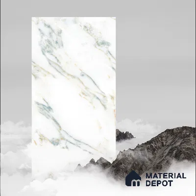 Budget Friendly Marble Floor & Wall Tile Value For Money TL 05587 Green Aurelia 4 ft x 2 ft - Vitrified Glossy Finish -9 mm | Suitable for Living Room, Bedroom & Bathroom