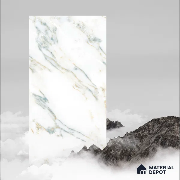 Budget Friendly Marble Floor & Wall Tile Value For Money TL 05587 Green Aurelia 4 ft x 2 ft - Vitrified Glossy Finish -9 mm | Suitable for Living Room, Bedroom & Bathroom