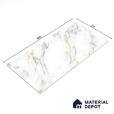 Budget Friendly Marble Floor & Wall Tile Value For Money TL 05587 Green Aurelia 4 ft x 2 ft - Vitrified Glossy Finish -9 mm | Suitable for Living Room, Bedroom & Bathroom