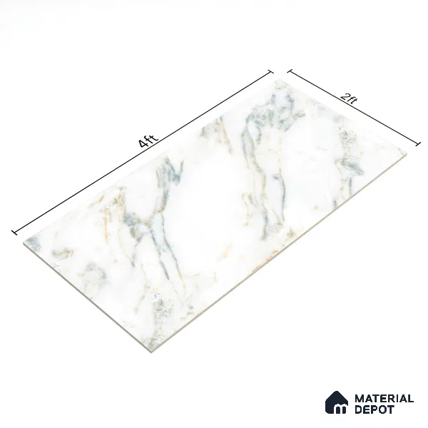 Budget Friendly Marble Floor & Wall Tile Value For Money TL 05587 Green Aurelia 4 ft x 2 ft - Vitrified Glossy Finish -9 mm | Suitable for Living Room, Bedroom & Bathroom