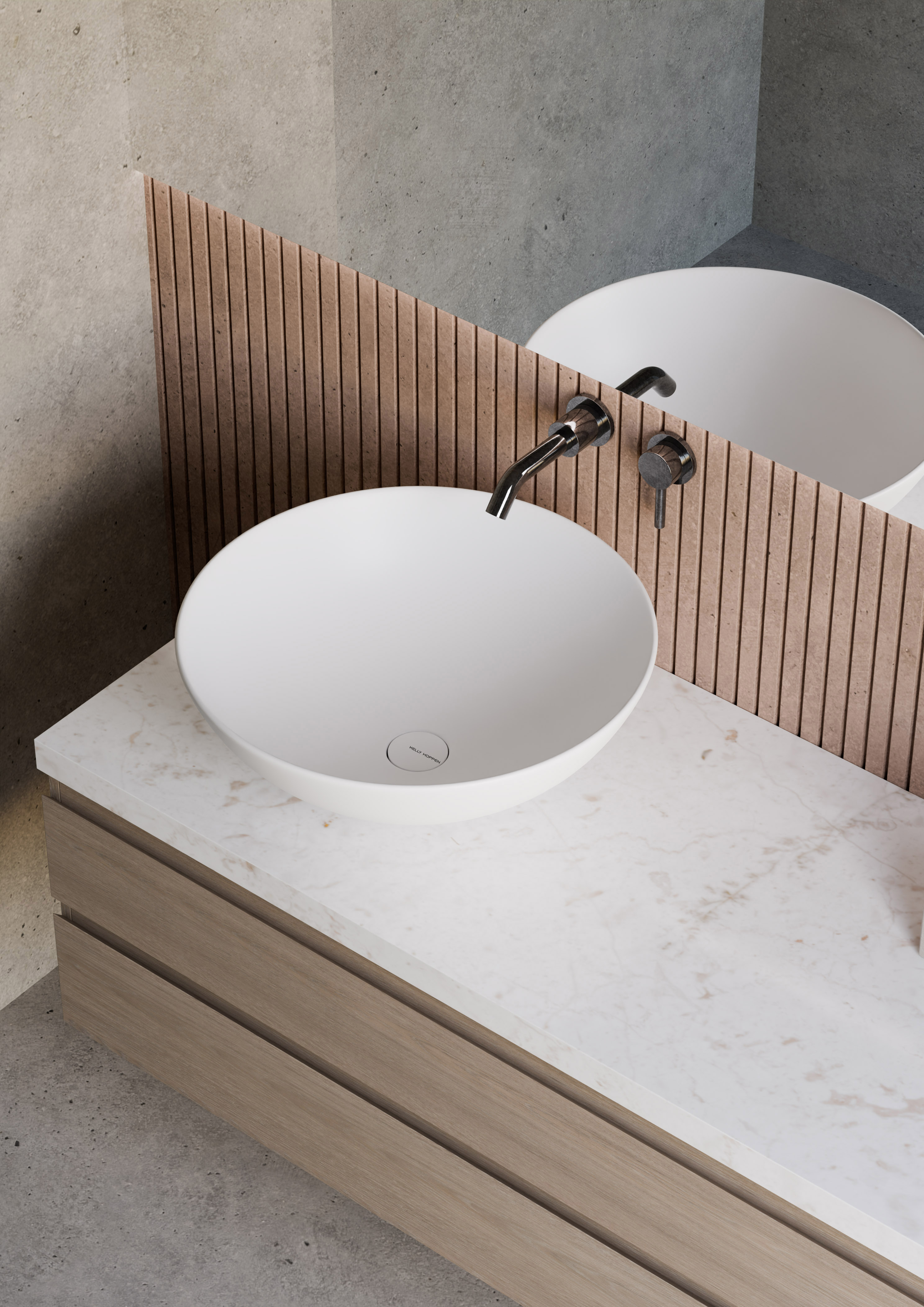 Austina Marble Rosa Sabrina Crema Translucent Basin BS 00203 F 405 x 405 mm Artificial Stone Acrylic Body Stain Free Designer Basin - 140 mm | Suitable For Bathroom, Vanity & Utility Areas