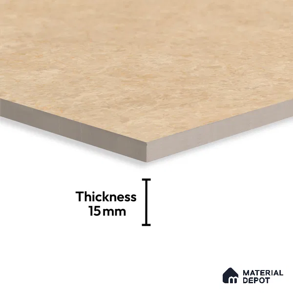 Budget Friendly Large Format Marble Floor Tile TL 04396 Avira Beige Glossy Finish Vitrified Colorbody Tile - 15 mm | Suitable for Living Room, Bedroom, Office | Adhesive and Spacers Must be Used During Installation