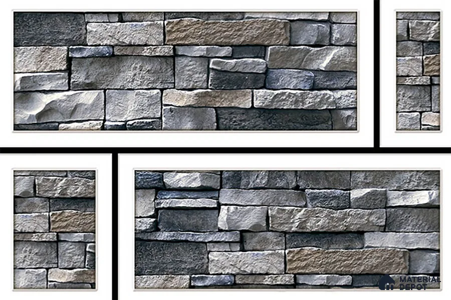 Stone Wall Tile TL 05551 Azur Blue 450x300 mm Glossy Finish Ceramic Elevation Tile - 6 mm