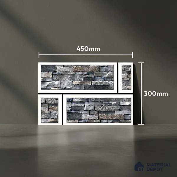 Stone Wall Tile TL 05551 Azur Blue 450x300 mm Glossy Finish Ceramic Elevation Tile - 6 mm