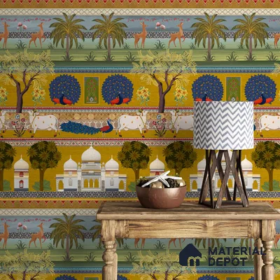 Bageecha Indian Garden Wallpaper Customised Sukoon Series Handmade Patterned Design (Customised Size Wallpaper)