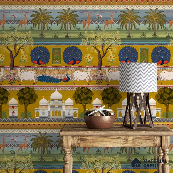 Bageecha Indian Garden Wallpaper Customised Sukoon Series Handmade Patterned Design (Customised Size Wallpaper)