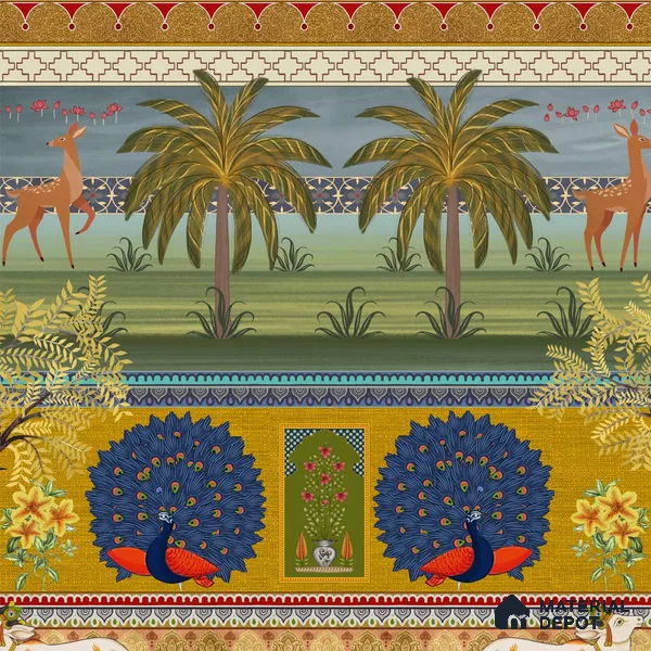 Bageecha Indian Garden Wallpaper Customised Sukoon Series Handmade Patterned Design (Customised Size Wallpaper)