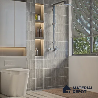 Subway Wall Tile TL 04976 Marrakech Compact Chevron Grey 8 x 8 inch Ceramic Matte Finish - 10 mm | Suitable for Highlighter Walls, Foyer, Bathroom, Kitchen Wall & Backsplashes (Sample)