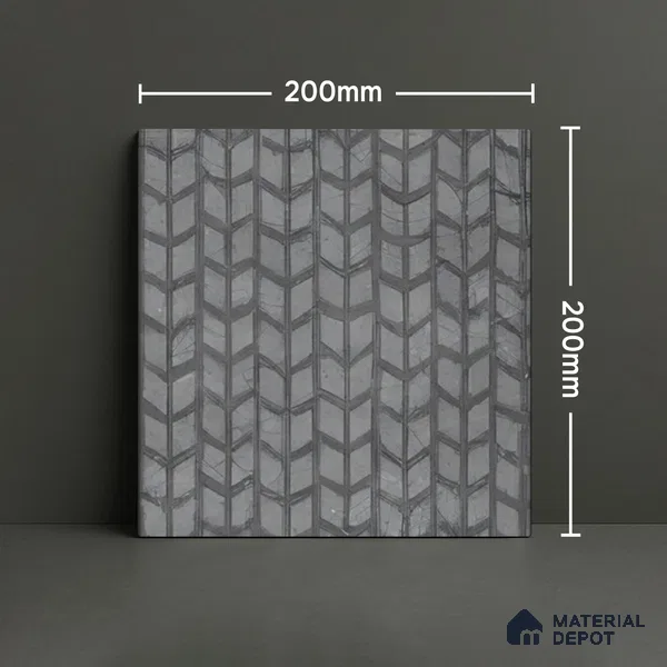 Subway Wall Tile TL 04976 Marrakech Compact Chevron Grey 8 x 8 inch Ceramic Matte Finish - 10 mm | Suitable for Highlighter Walls, Foyer, Bathroom, Kitchen Wall & Backsplashes (Sample)