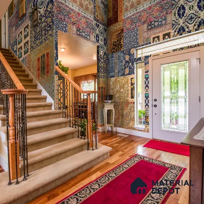 Banaras, Indian Carpet Design Customised Wallpaper Sukoon Series Canvas Patterned Design (Customised Size Wallpaper)