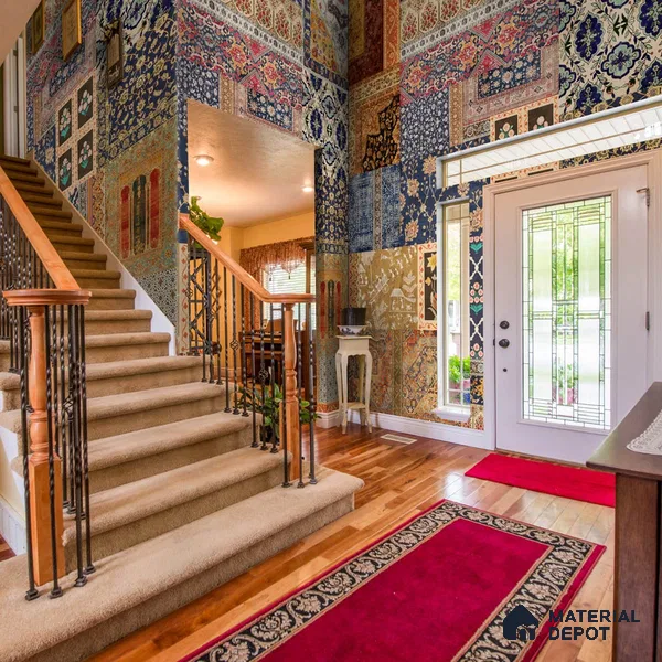 Banaras, Indian Carpet Design Customised Wallpaper Sukoon Series Canvas Patterned Design (Customised Size Wallpaper)