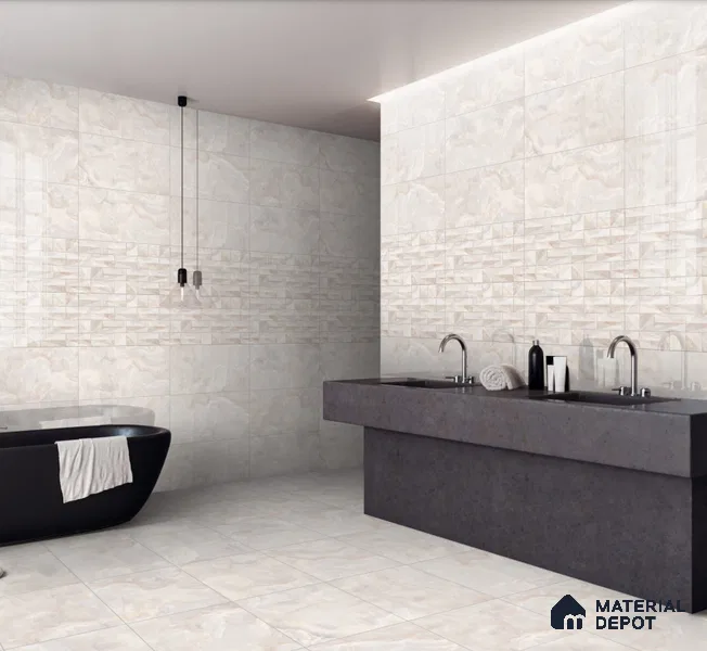 Kitchen Wall Tile TL 05407 B Bistro Beige Onyx Light 2 ft x 1 ft Ceramic Glossy Finish - 9 mm | Suitable For Kitchen, Bathroom Walls and Backsplashes (Sample)