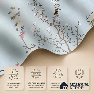 Blue Chinoiserie Garden Customized Floral Wallpaper - Canvas
