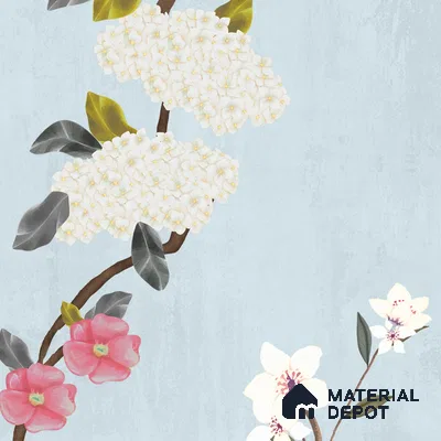 Blue Chinoiserie Garden Customized Floral Wallpaper - Canvas