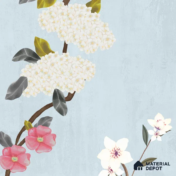 Blue Chinoiserie Garden Customized Floral Wallpaper - Canvas