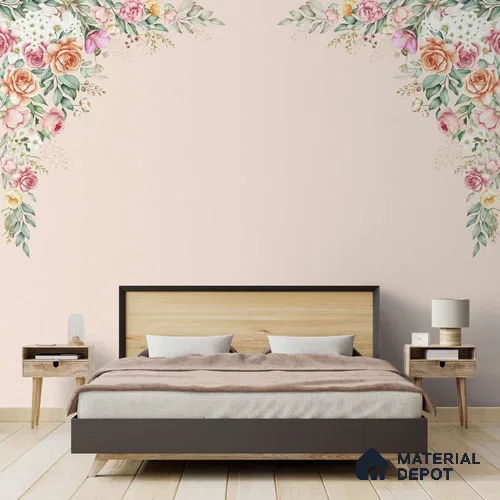 Beautiful Floral Wallpaper, Frame Pattern for Bedrooms, Customised Indrani Series Handmade Florals Design (Customised Size Wallpaper )