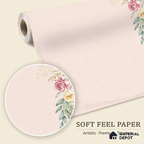 Beautiful Floral Wallpaper, Frame Pattern for Bedrooms, Customised Indrani Series Soft Feel Florals Design (Customised Size Wallpaper )