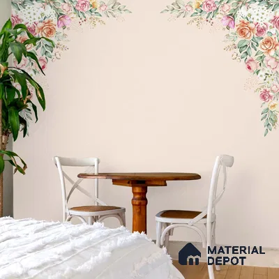 Beautiful Floral Wallpaper, Frame Pattern for Bedrooms, Customised Indrani Series Soft Feel Florals Design (Customised Size Wallpaper )
