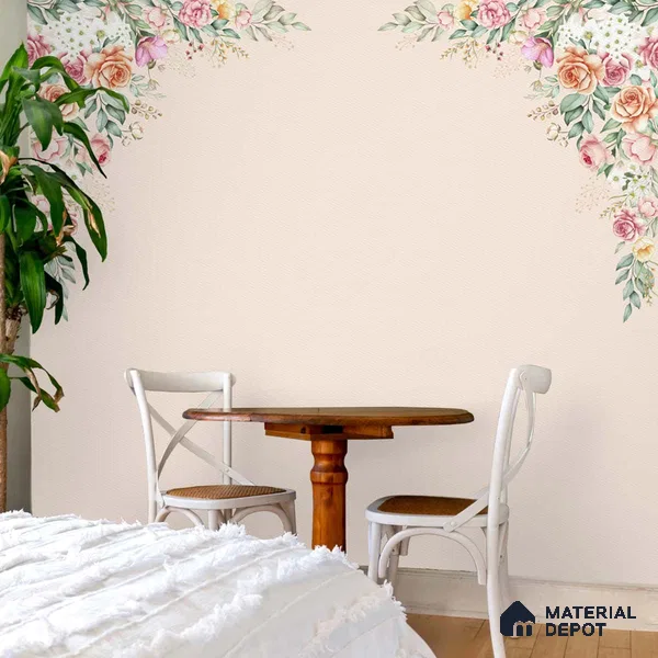Beautiful Floral Wallpaper, Frame Pattern for Bedrooms, Customised Indrani Series Soft Feel Florals Design (Customised Size Wallpaper )