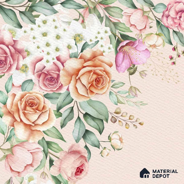 Beautiful Floral Wallpaper, Frame Pattern for Bedrooms, Customised Indrani Series Soft Feel Florals Design (Customised Size Wallpaper )